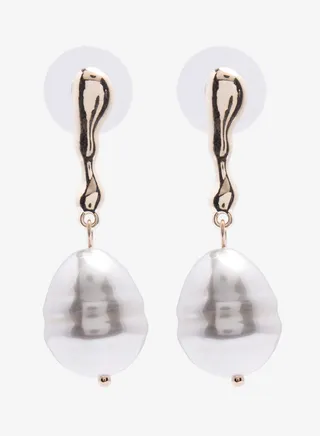 Embellished Pushback Closure Detail Dangle Earrings 