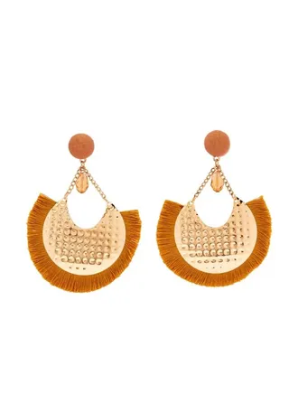 Patterned Round Dangle Earrings 