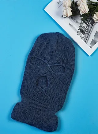 Cold Resistant Three-Hole Riding Mask Denim Blue 