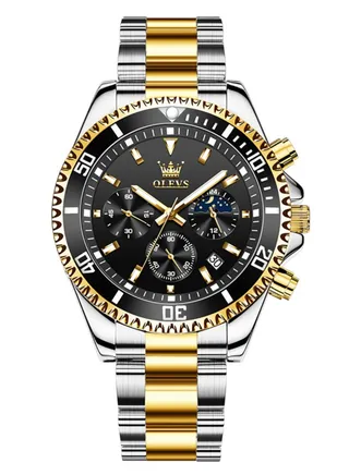 Watches for Men Quartz Water Resistant Watch 42mm 2870 Gold&Silver 