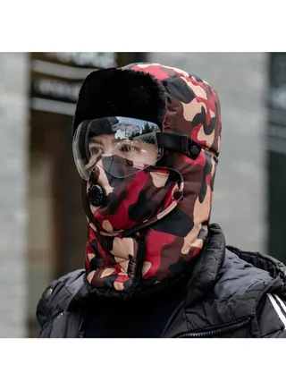 Winter Hat Trapper Hat Face Mask Multicolour 