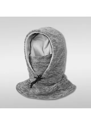 Drawstring Detail Neck Warmer Face Mask Light Grey 