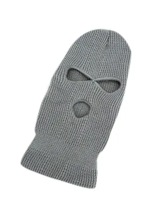 3-Hole Knitted Full Face Mask Grey 