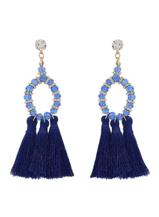 Beads and Trio Tassel Earrings 