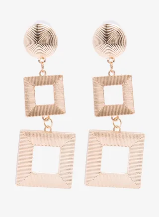 Embellished Pushback Closure Detail Dangle Earrings 