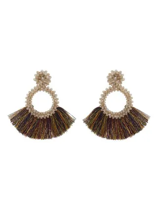 Beads and Tassel Dangle Earrings 