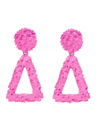 Rough Textured Triangle Dangle Earrings 