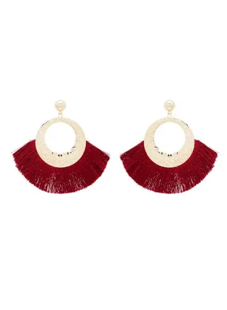 Patterned Round Tassel Earrings 