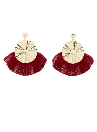 Round Shaped Tassel Earrings 