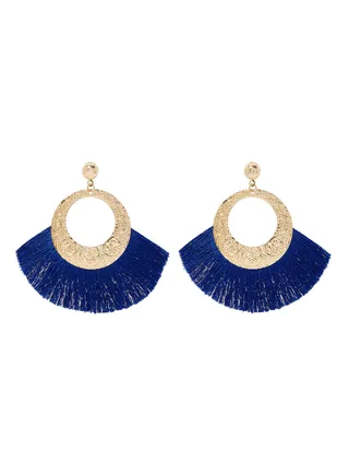 Tassel Patterned Round Dangle Earrings 