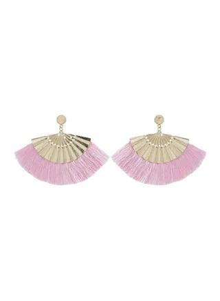 Patterned Semicircle Tassel Earrings 