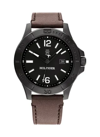 Men's Analog Round Shape Leather Wrist Watch 1710530 - 46 Mm 