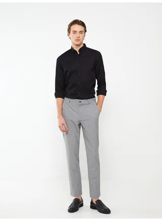 Slim Fit Plaid Men's Trousers 