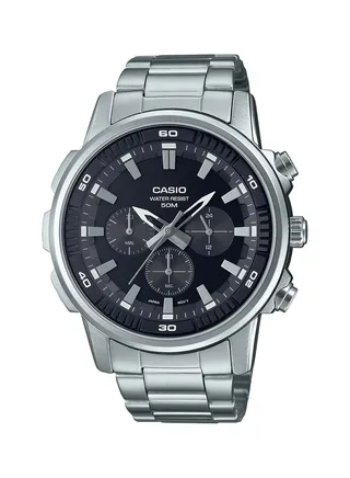 Analog Round Waterproof Wrist Watch With Stainless Steel MTP-E505D-1AVDF 