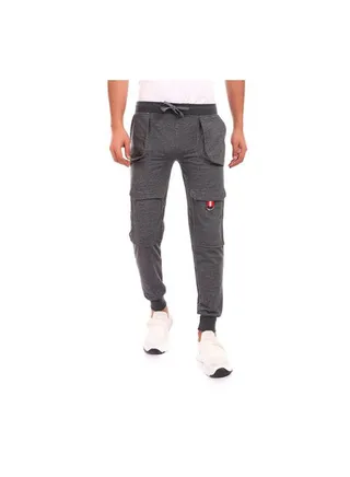 Elastic Waist With Metal Accessories Baggy Sweatpants Grey 