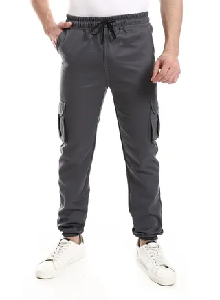 Solid Gabardine Cargo Pants With Hem 