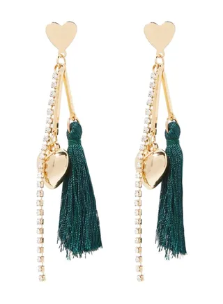 Heart Design Tassel Earrings 