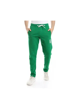 Green Elastic Waist With Drawstring lined cotton Sweatpants 