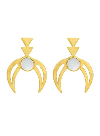 Hala Gold Earrings White Mother Of Pearl 