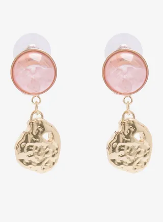 Embellished Pushback Closure Detail Dangle Earrings 