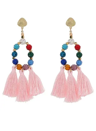 Beads And Trio Combination Tassel Earrings 