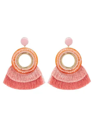 2-Layer Tassel Earrings 