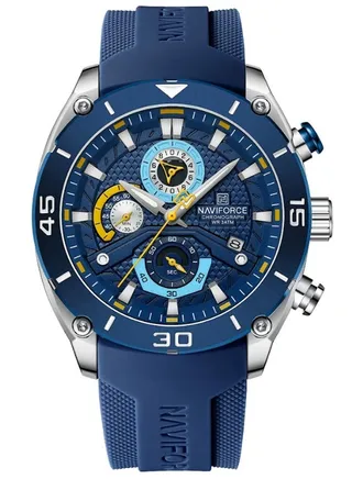 Men’s Watch Chronograph Business Quartz Wrist Watches Waterproof Luminous Silicone Strap NF8038 