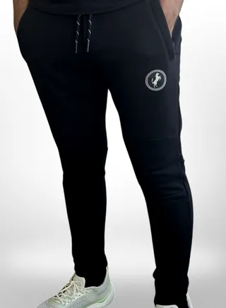 Horse Polo Sweat Pant with logo printed, Black 