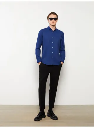 Slim Fit Men's Trousers with Tie Waist Detail 