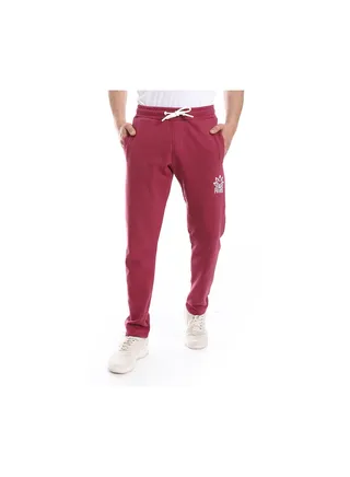 Wine Red Elastic Waist With Drawstring lined cotton Sweatpants 