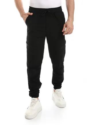 Waterproof Black Sweatpants With Multi-Pockets 