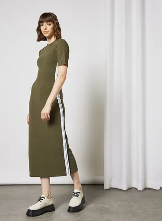 Casual Short Sleeve Solid Knit Fitted Long Evening Maxi Dress 73 Mustard 
