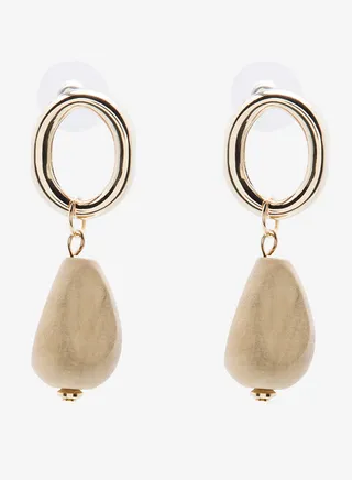 Embellished Pushback Closure Detail Dangle Earrings 