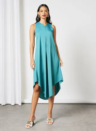 Casual Sleeveless Long Evening Maxi Solid Knit Tank Dress Teal 