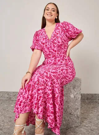 Fluted Hem Floral Maxi Dress
