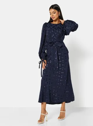 Spot Jacquard Maxi Dress