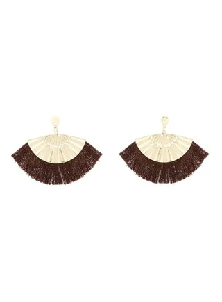 Patterned Semicircle Dangle Earrings 