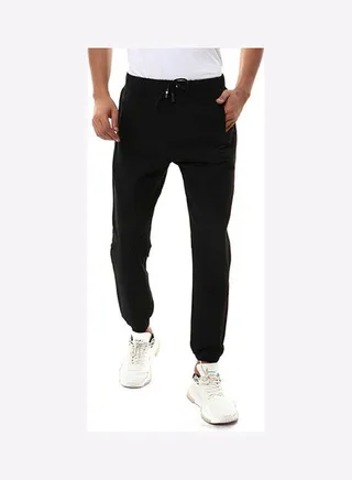 Casual Cotton SweatPant With Elastic Waist Black 