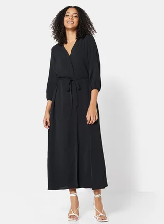 Belted V-Neck Maxi Dress 
