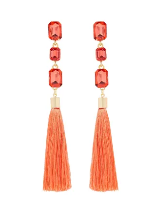 Crystal Chain Tassel Earrings 
