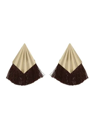 Triangle Design Tassel Earrings 