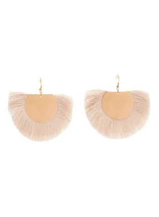 Plain Round Shaped Tassel Earrings 