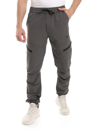 Waterproof Black Sweatpants With Multi-Pockets 