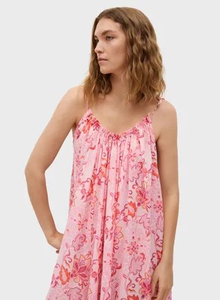 Plunge Neck Printed Dress 