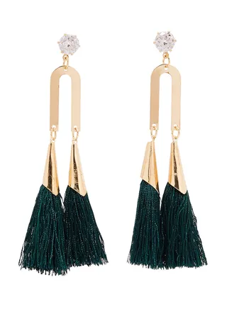 Dual Tassel Dangle Earrings 