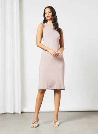 Casual Sleeveless Round Neck Long Evening Maxi Knit Dress 49 Chocolate 