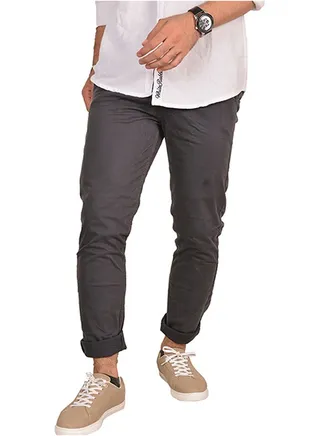 Casual Solid Chino Pant Dark Grey 