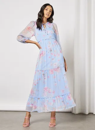 Floral Keyhole Maxi Dress 