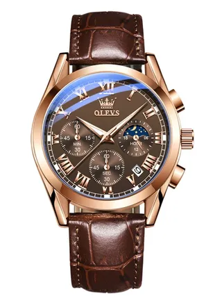 Watches for Men Quartz Leather Water Resistant Watch Brown 