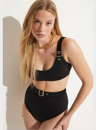 Belt Detail High Waist Bikini Bottom 